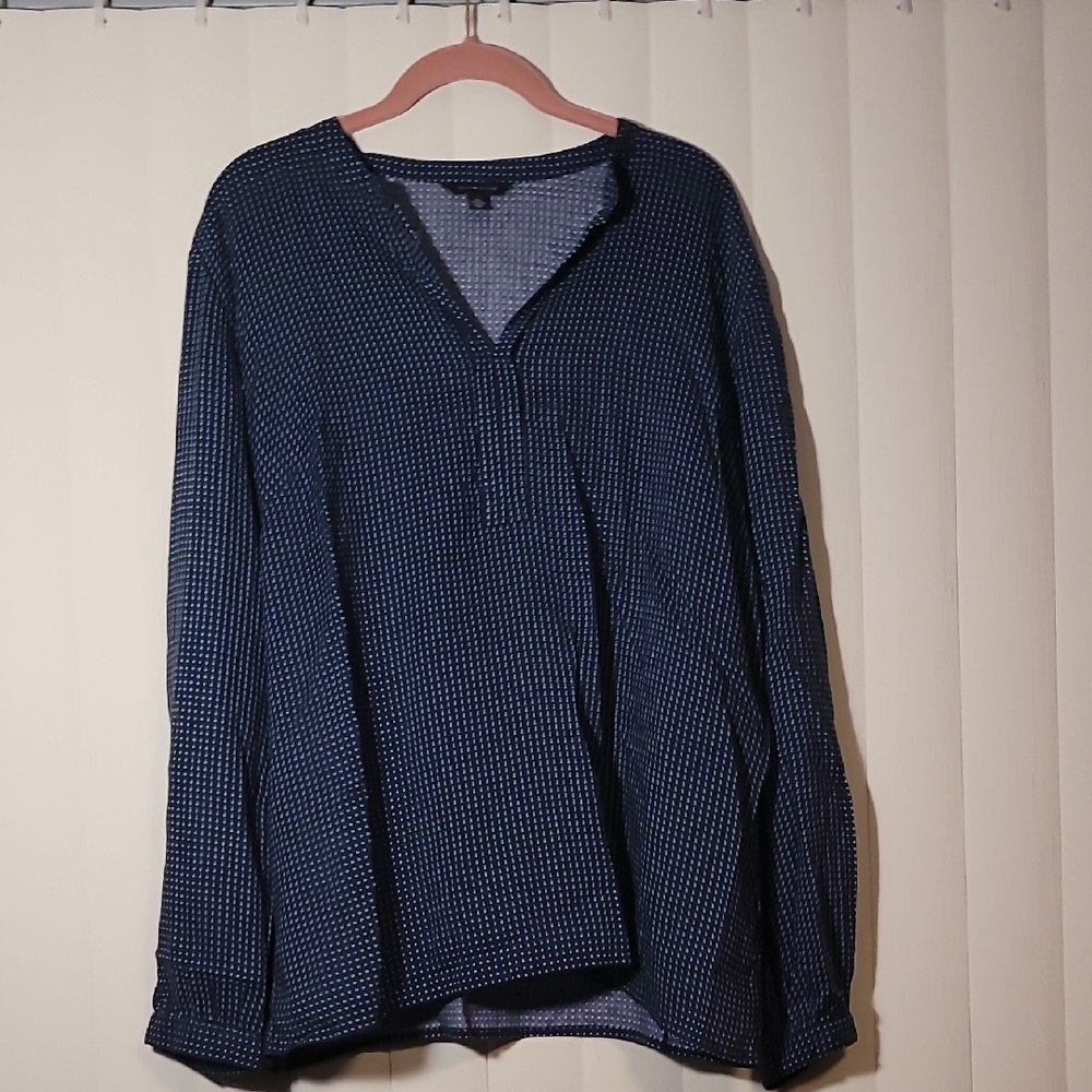 Tommy Hilifger Viscose Blue/Green Polka Dot Long Sleeve Tunic (XXL)